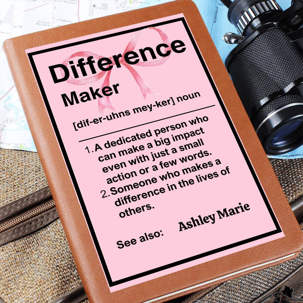 Coquette Personalized Difference Maker Journal, Difference Maker Gift, Difference Maker Definition Gift, Mentor Appreciation Gift