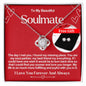 To My Beautiful Soulmate Love Knot Necklace and Free Gift Earrings