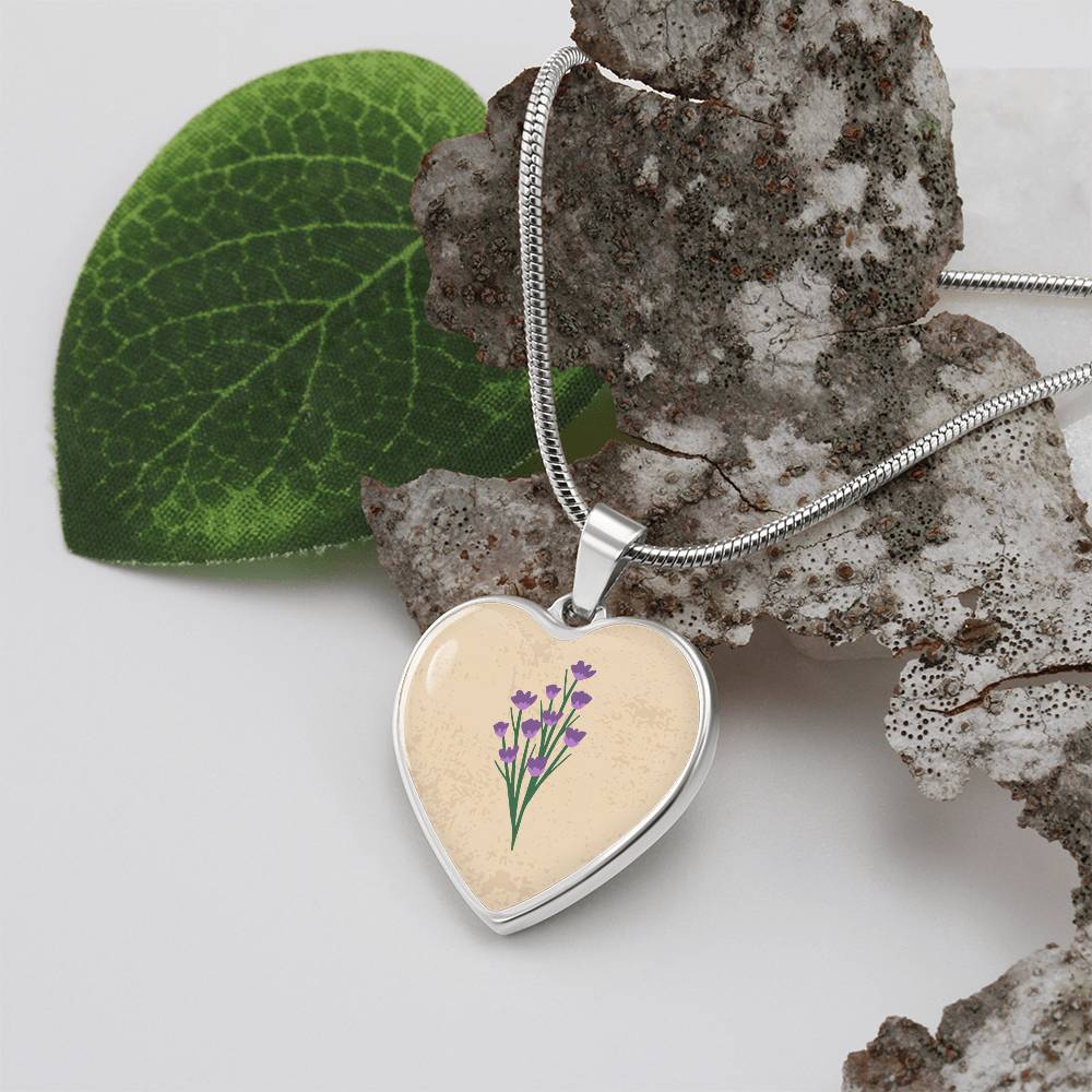 Violet February Birth Flower Heart Luxury Necklace
