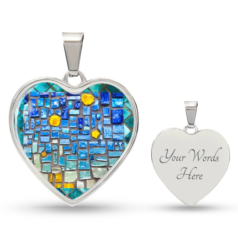 Blue Mosaic Heart Luxury Necklace