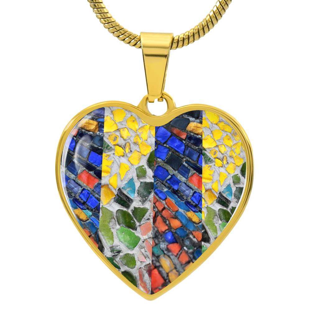 Yellow & Blue Mosaic Heart Luxury Necklace