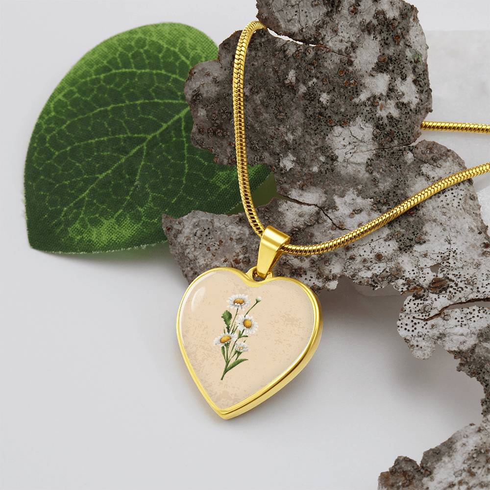 Daisy April Birth Flower Heart Luxury Necklace
