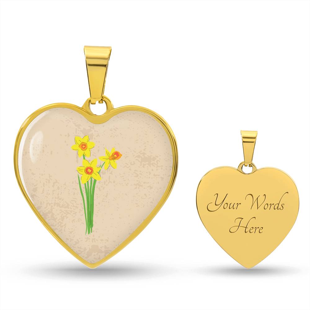 Daffodil March Birth Flower Heart Luxury Necklace