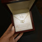 Wife Solid Gold And Diamond Double Heart Necklace