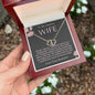 Wife Solid Gold & Diamond Double Heart Necklace-You Are My Rock