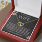 Wife Solid Gold & Diamond Double Heart Necklace-You Are My Rock