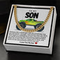 Son Cuban Chain Necklace- Yellow Green Monster Truck