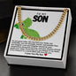 Son Cuban Chain Necklace- Green Dinosaur