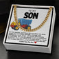 Son Cuban Chain Necklace- Blue And Yellow Dump Truck