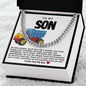 Son Cuban Chain Necklace- Blue And Yellow Dump Truck