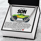 Son Cuban Chain Necklace- Yellow Green Monster Truck