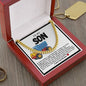 Son Cuban Chain Necklace- Blue And Yellow Dump Truck