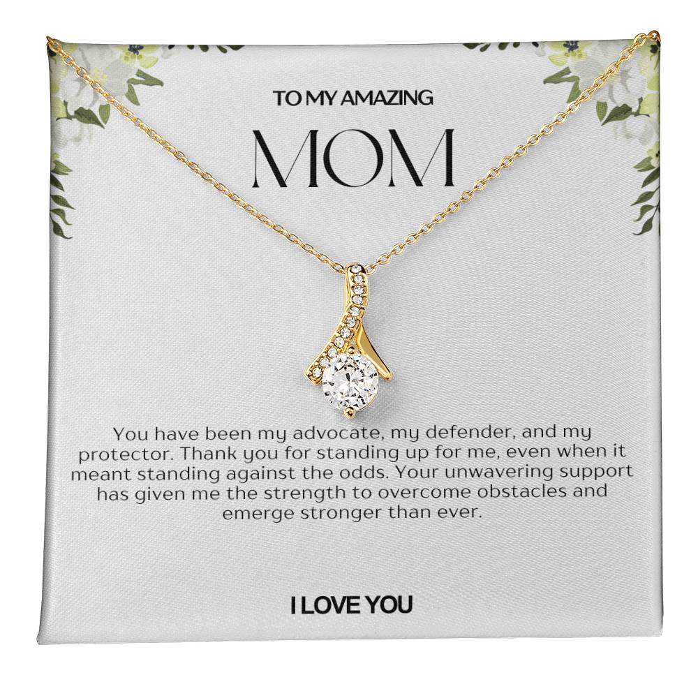 To My Amazing Mom Ribbon Shape Pendant Necklace