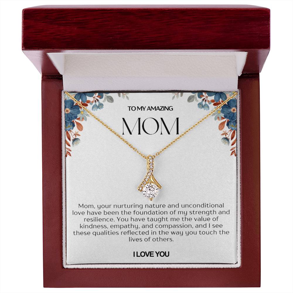 To My Amazing Mom Ribbon Shape Pendant Necklace