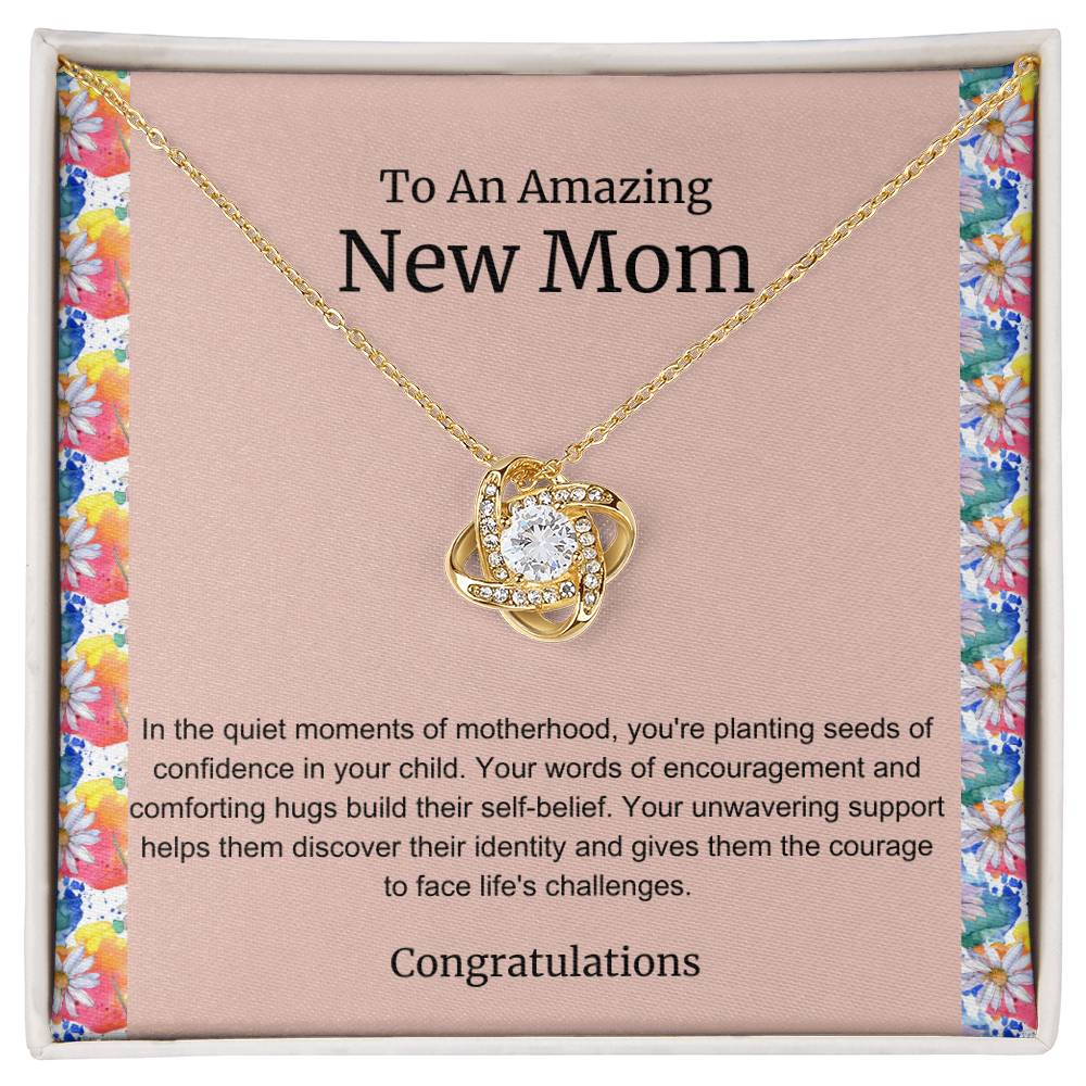 To An Amazing New Mom Love Knot Necklace