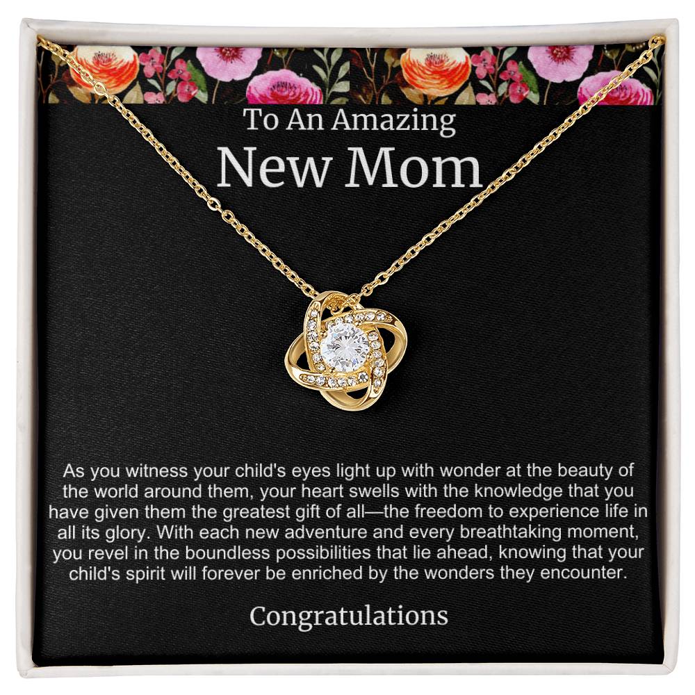 To An Amazing New Mom Love Knot Necklace