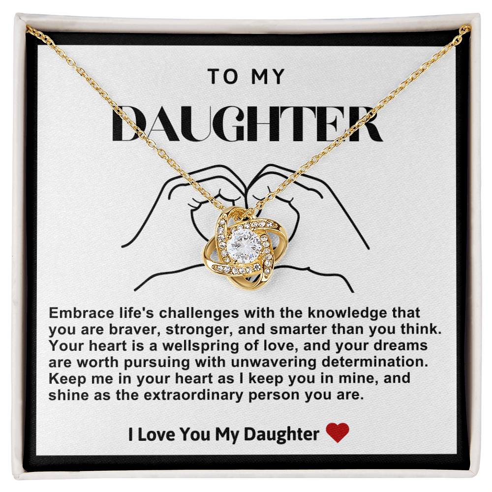 Daughter Hands Heart Symbol Love Knot Necklace