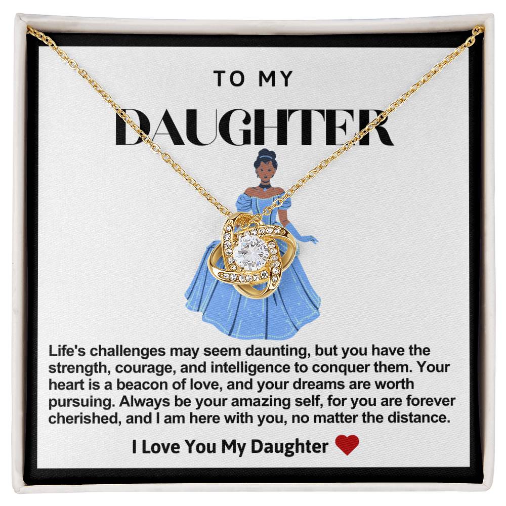 Daughter Blue Dress Princess Love Knot Necklace