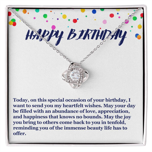 Happy Birthday Love Knot Necklace
