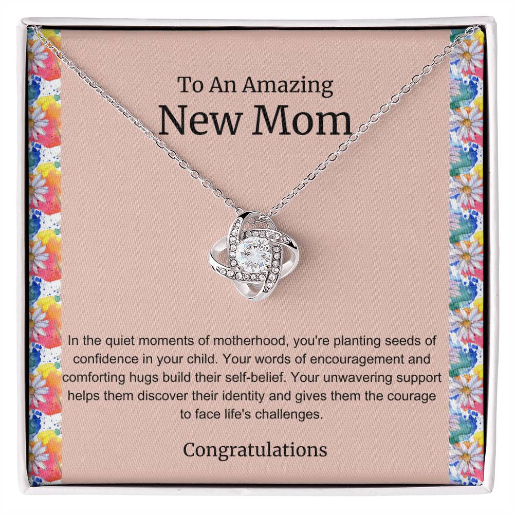 To An Amazing New Mom Love Knot Necklace