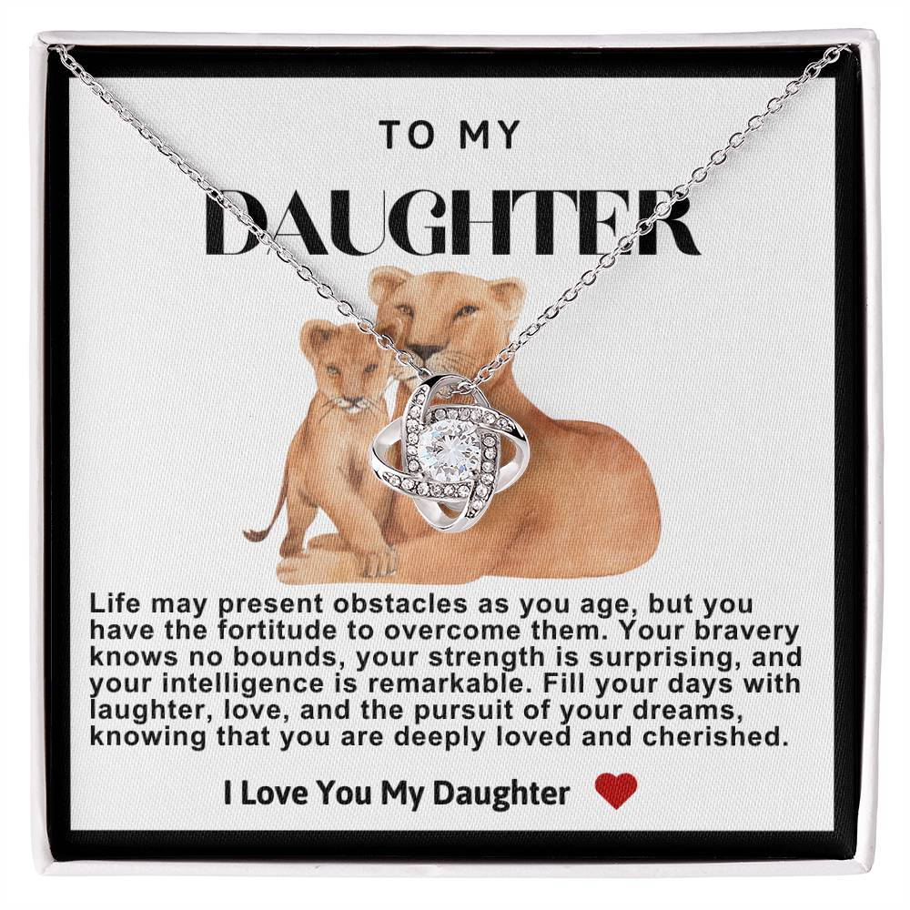Daughter Lion Love Knot Necklace