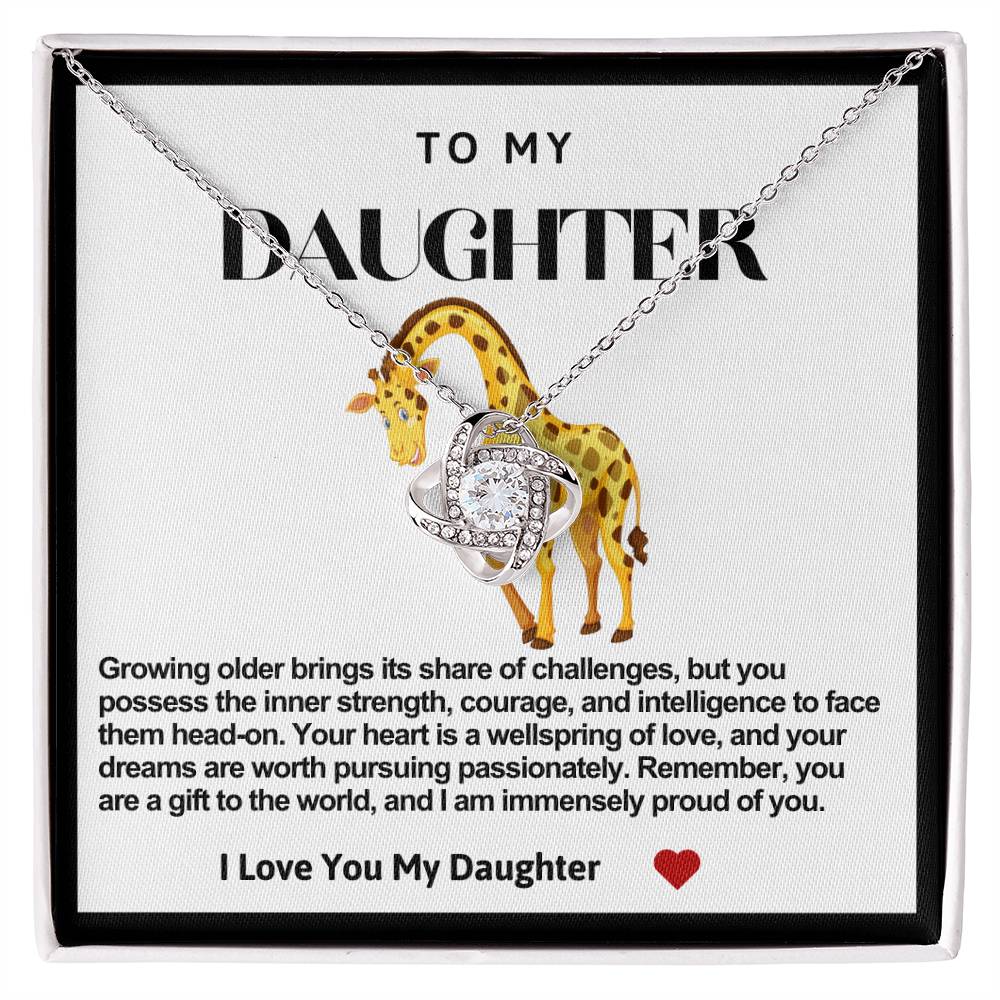 Daughter Giraffe Love Knot Necklace