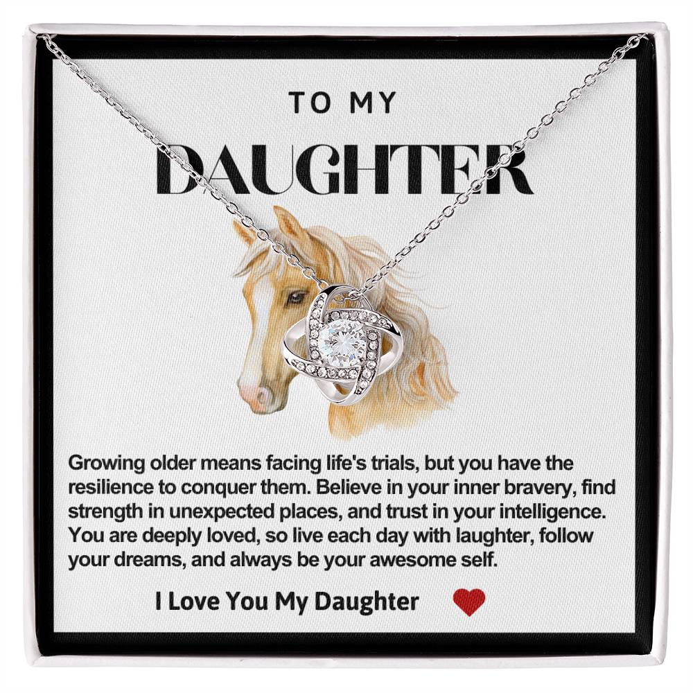 Daughter Horse Love Knot Necklace