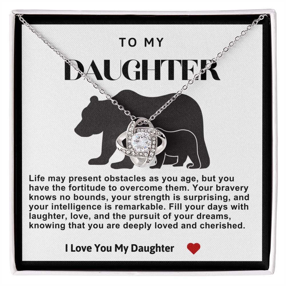 Daughter Mamma Bear And Baby Love Knot Necklace