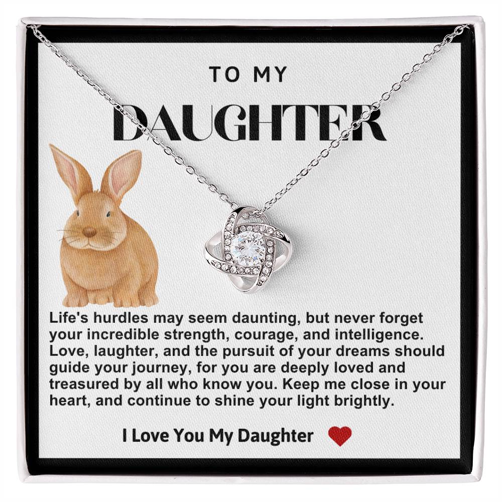 Daughter Rabbit Love Knot Necklace