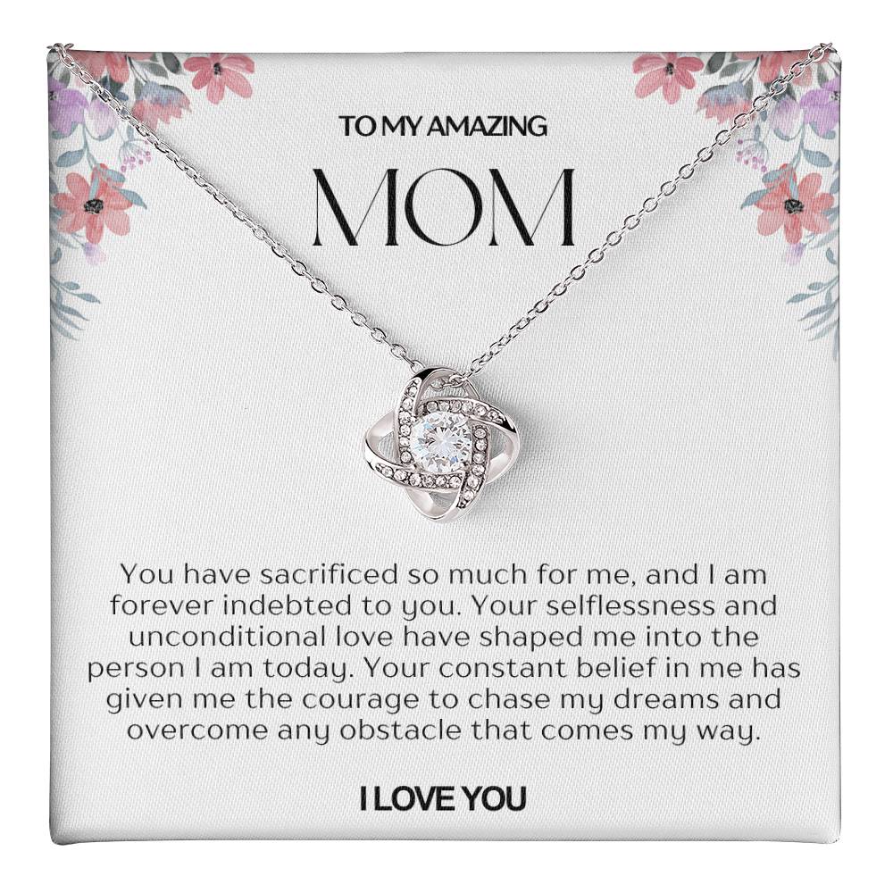 To My Amazing Mom Love Knot Necklace
