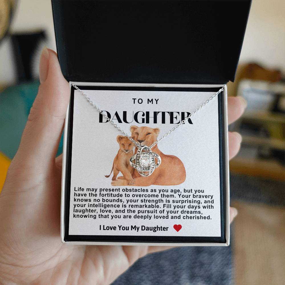 Daughter Lion Love Knot Necklace