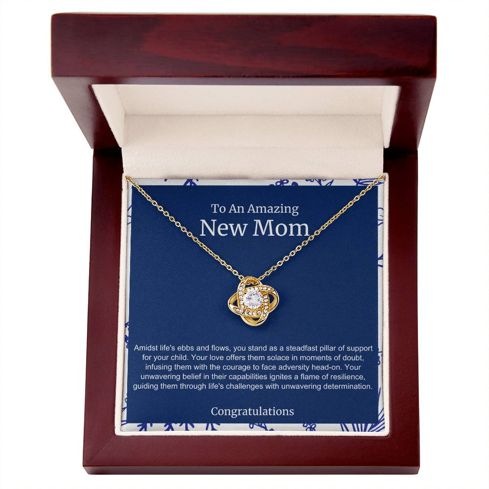 To An Amazing New Mom Love Knot Necklace
