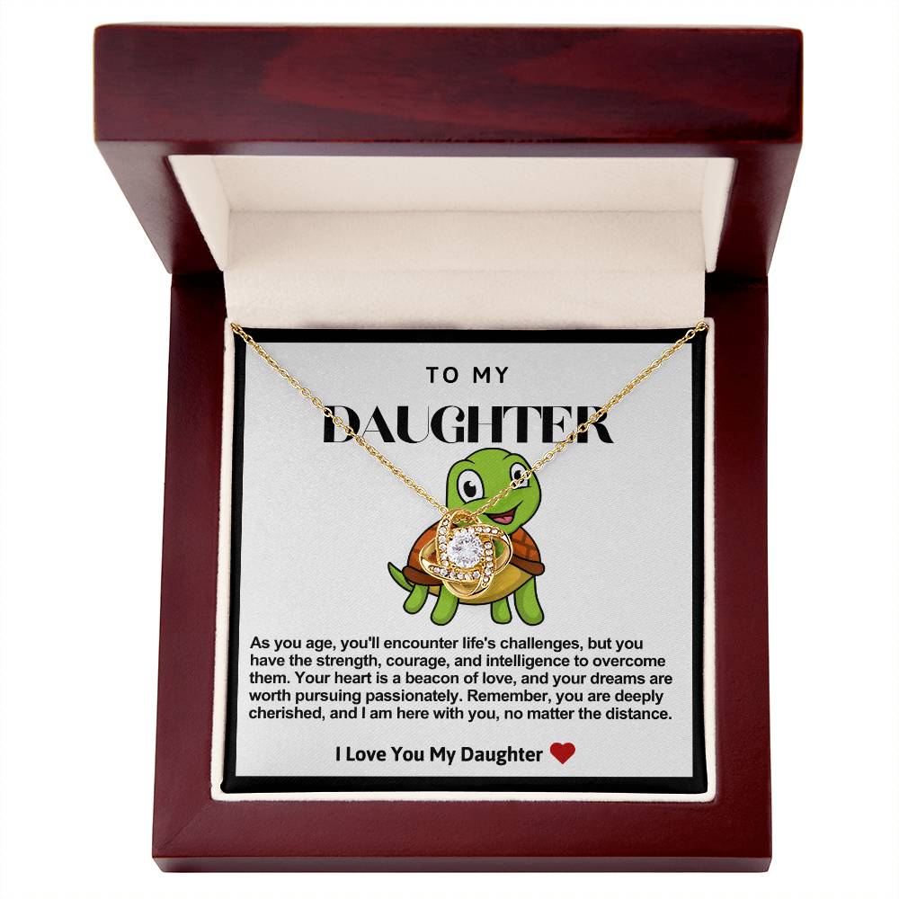 Daughter Turtle Love Knot Necklace