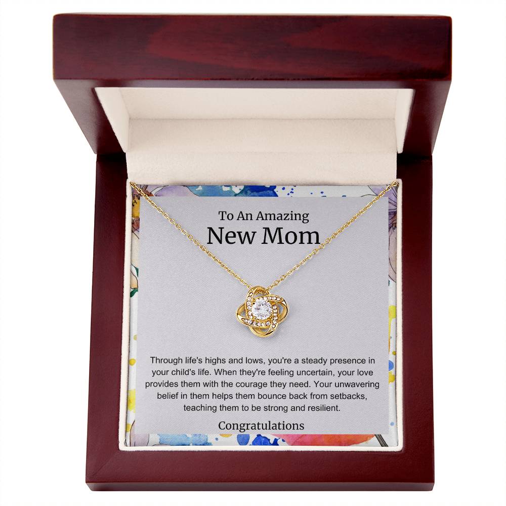 To An Amazing New Mom Love Knot Necklace