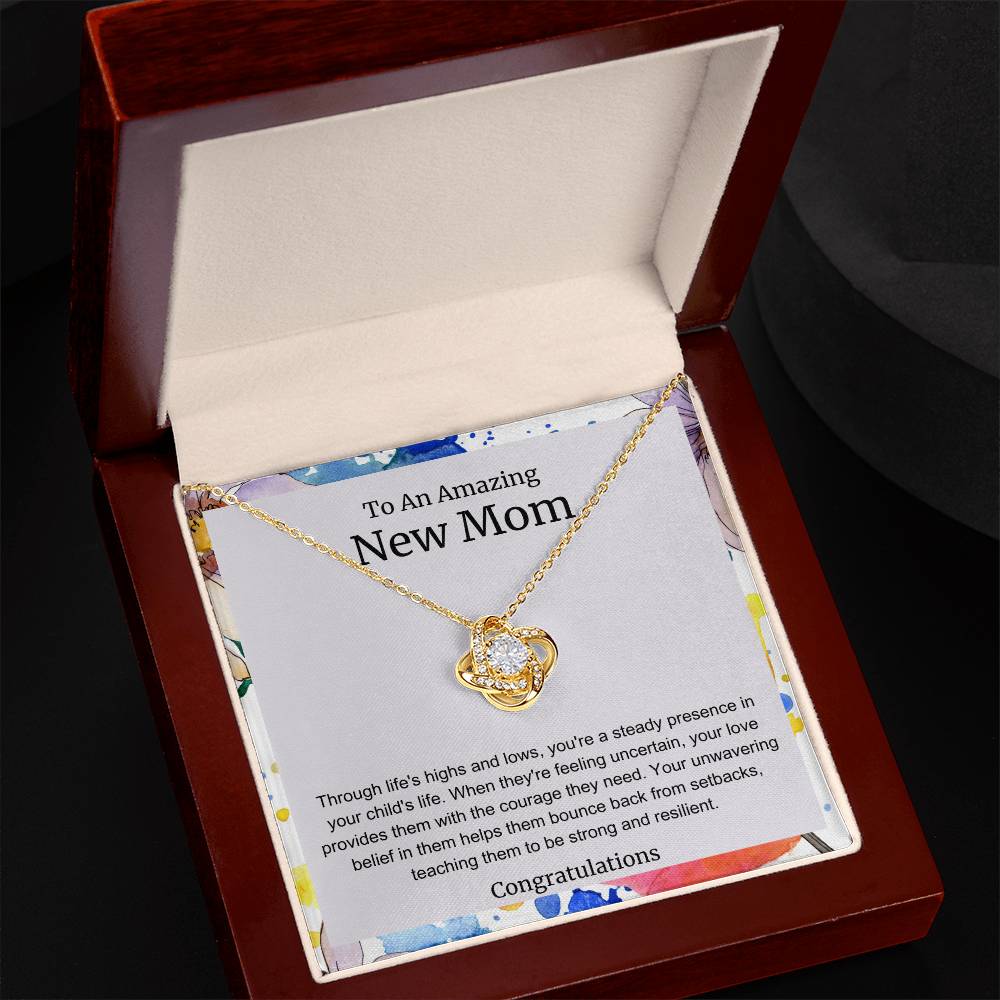 To An Amazing New Mom Love Knot Necklace