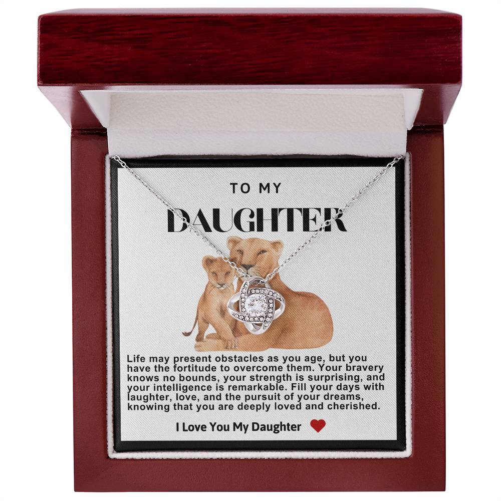 Daughter Lion Love Knot Necklace