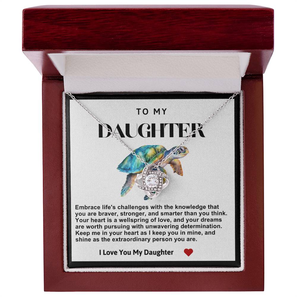 Daughter Sea Turtle Love Knot Necklace