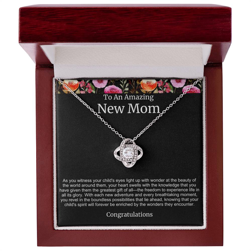 To An Amazing New Mom Love Knot Necklace