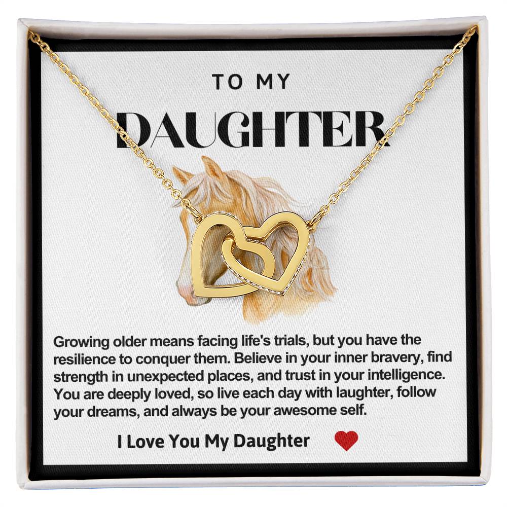 Daughter Double Heart Necklace-Horse