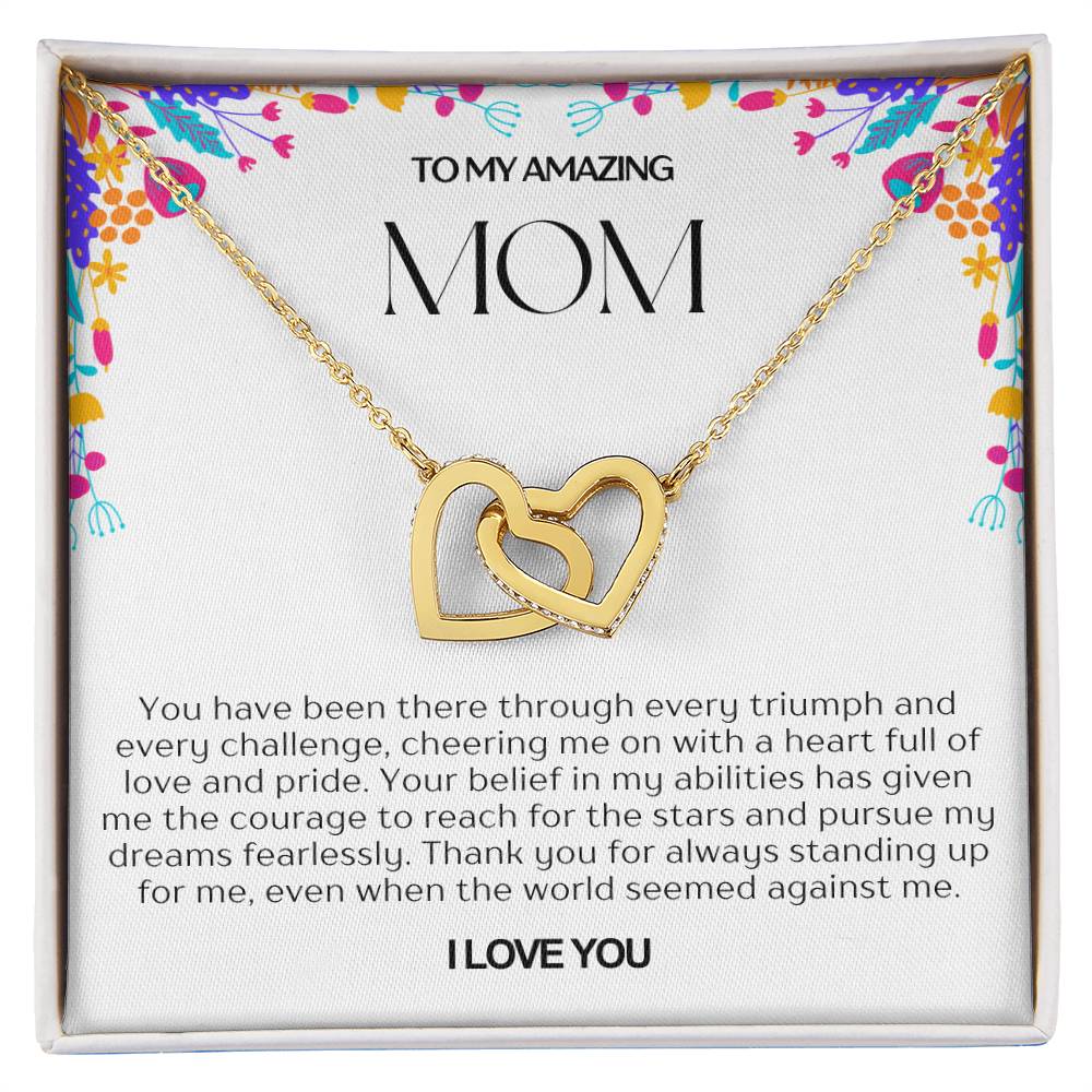 To My Amazing Mom Double Hearts Necklace