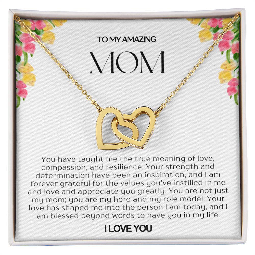 To My Amazing Mom Double Hearts Necklace