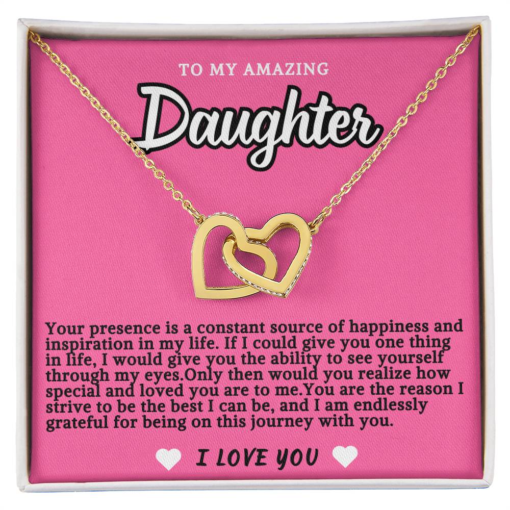 Pink Design Daughter Hearts Necklace