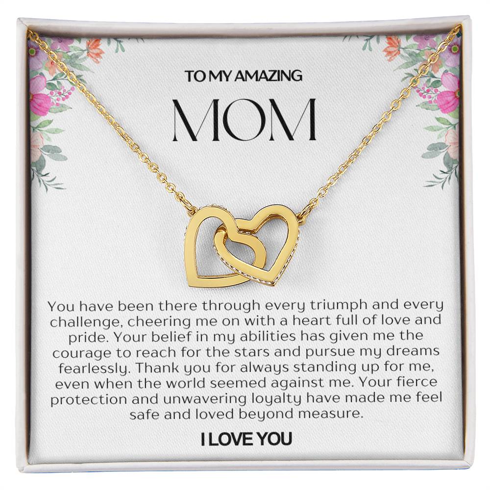 To My Amazing Mom Double Hearts Necklace