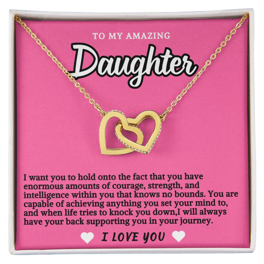Pink Design Daughter Hearts Necklace