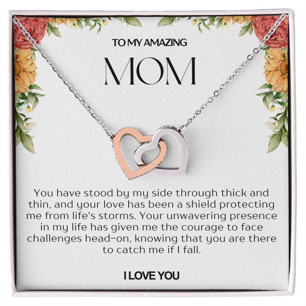 To My Amazing Mom Double Hearts Necklace