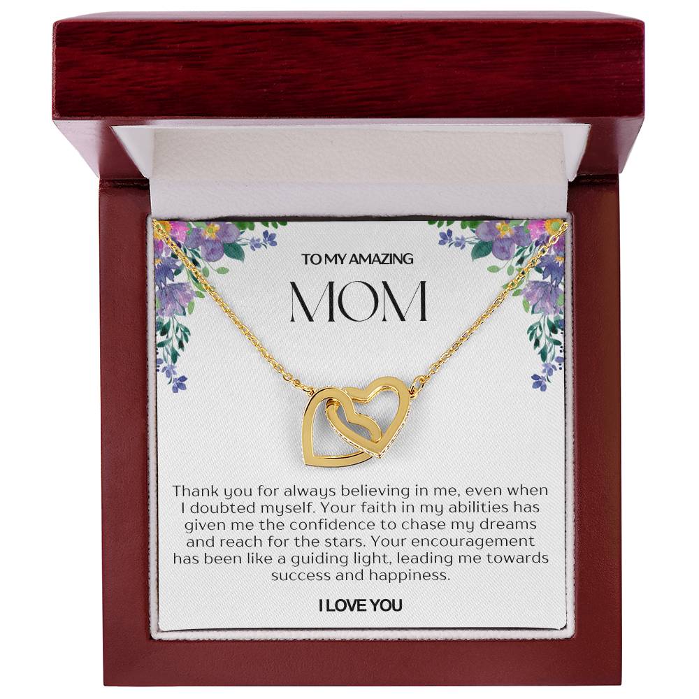 To My Amazing Mom Double Hearts Necklace