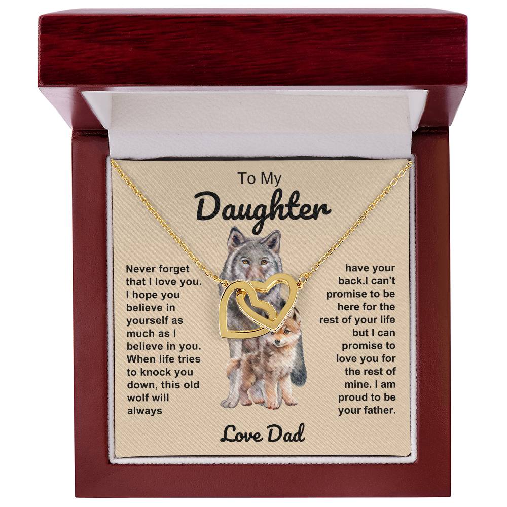 To My Daughter Double Hearts Necklace