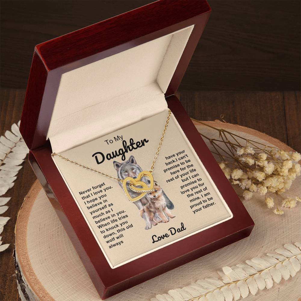 To My Daughter Double Hearts Necklace
