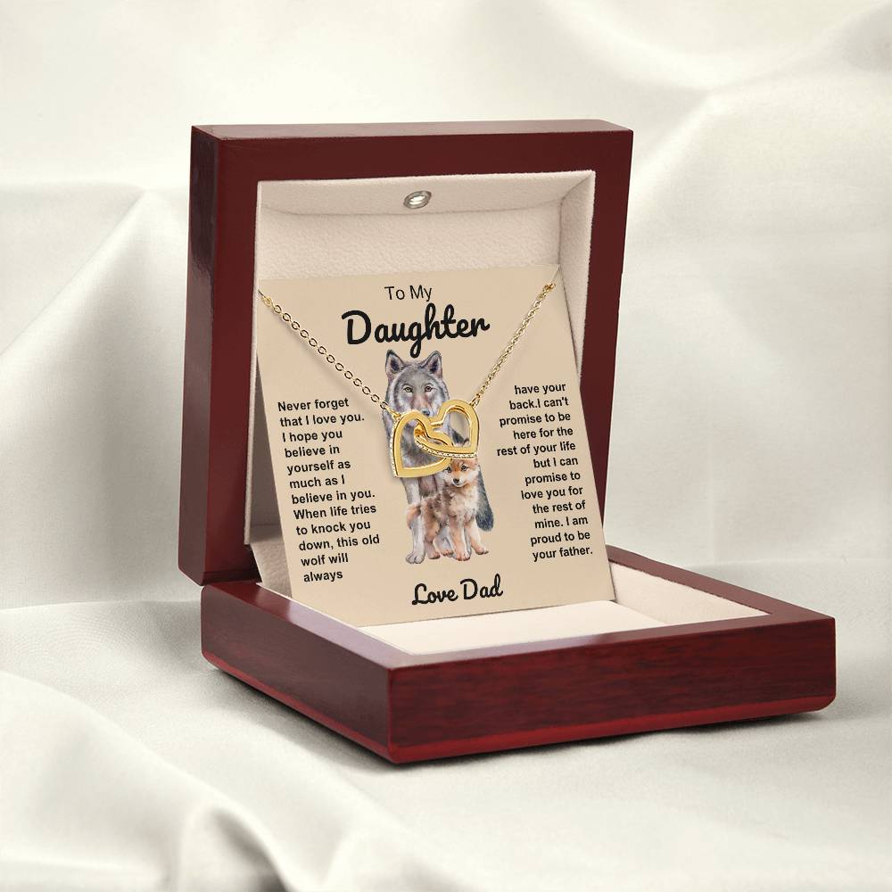 To My Daughter Double Hearts Necklace