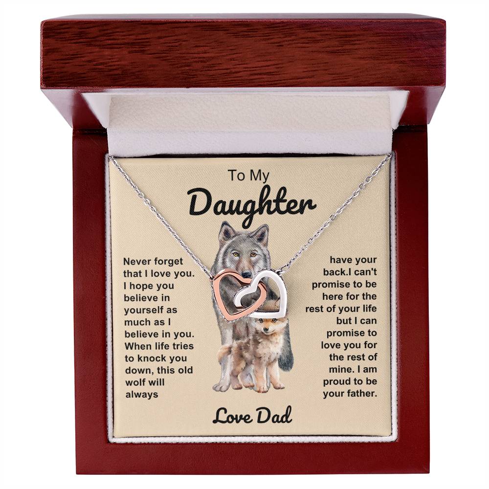 To My Daughter Double Hearts Necklace